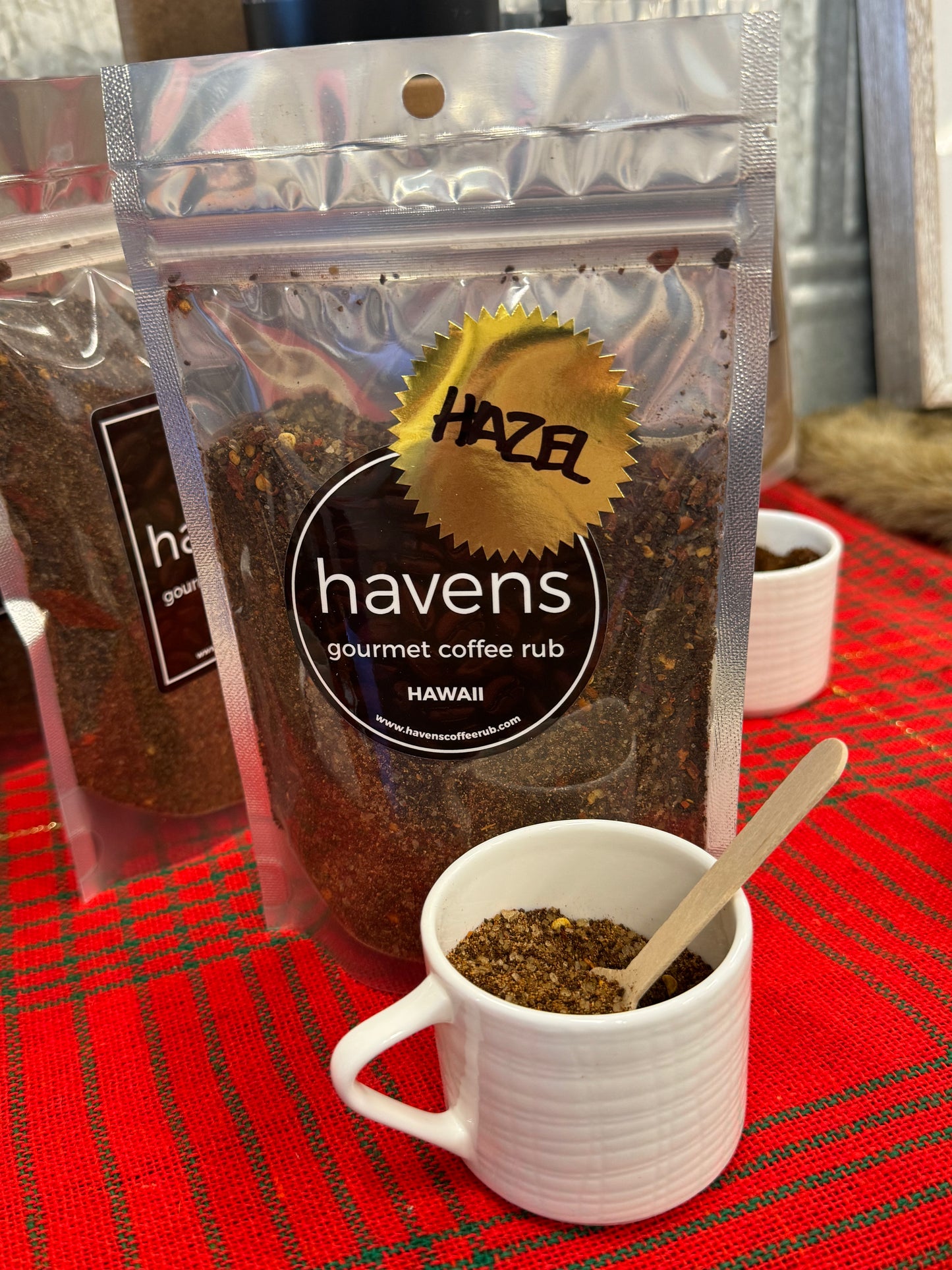 Hazelnut 6oz Havens Gourmet Coffee Rub bag