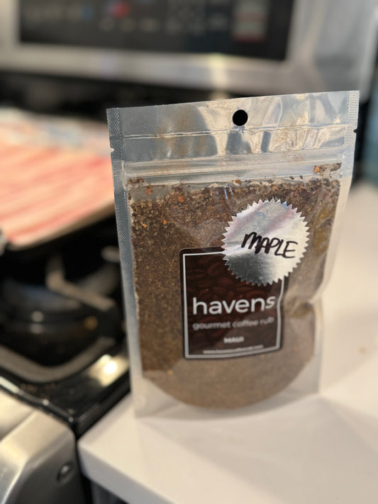 Maple 6oz Havens Gourmet Coffee Rub bag