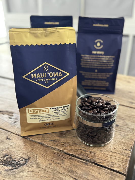 Breakfast Blend Light Roast 12 oz. Maui ‘Oma Coffee, The Havens Experience