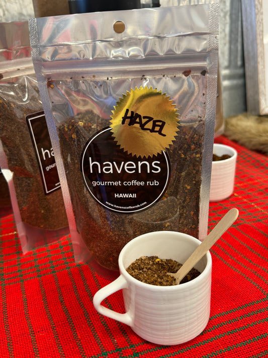 Hazelnut 6oz Havens Gourmet Coffee Rub bag
