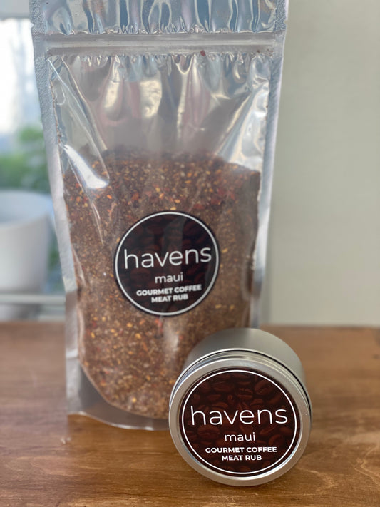 Havens Coffee Rub Set of 1 lb Bag + 5 oz Tin, Maui Blend